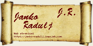 Janko Radulj vizit kartica